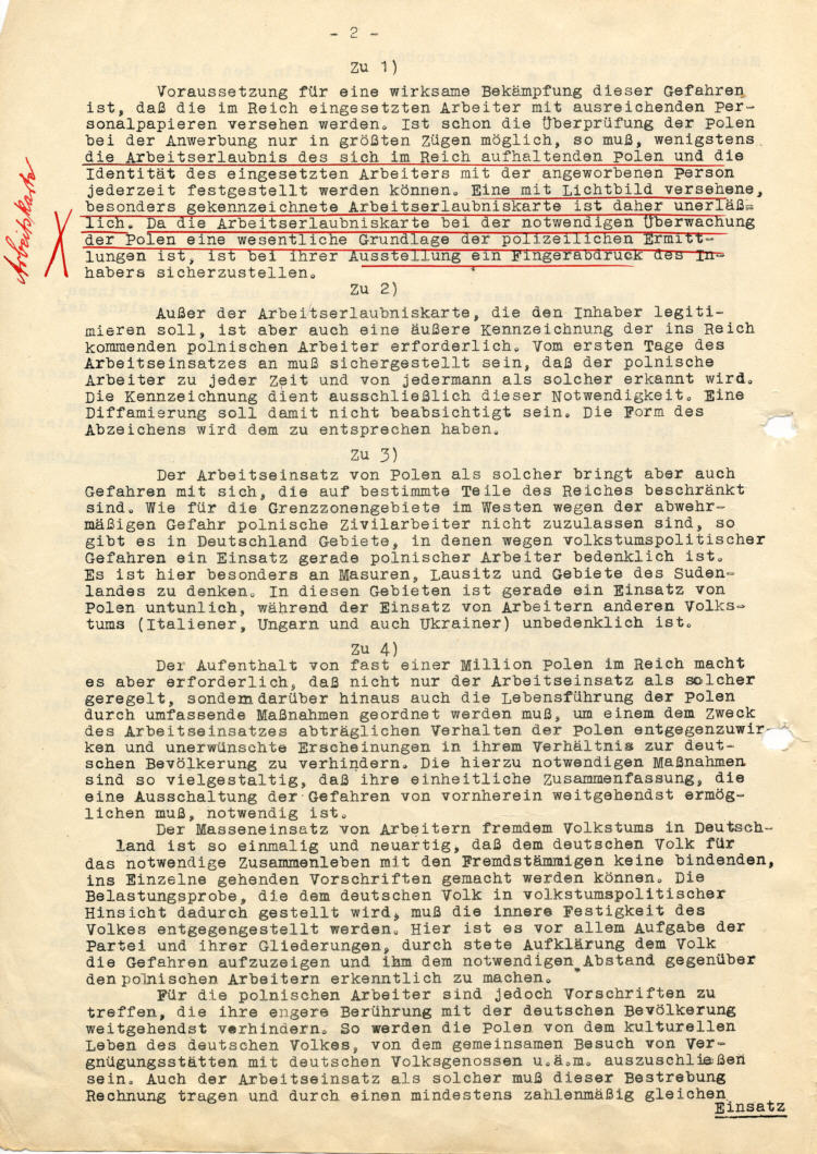 Ministerpräsident Hermann Göring an die Obersten Reichsbehörden: Behandlung Zivilarbeiter und –arbeiterinnen polnischen Volkstums im Reich, nebst Anlage