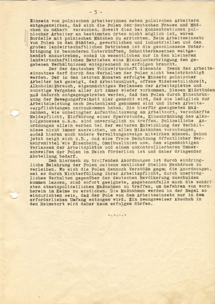 Ministerpräsident Hermann Göring an die Obersten Reichsbehörden: Behandlung Zivilarbeiter und –arbeiterinnen polnischen Volkstums im Reich, nebst Anlage