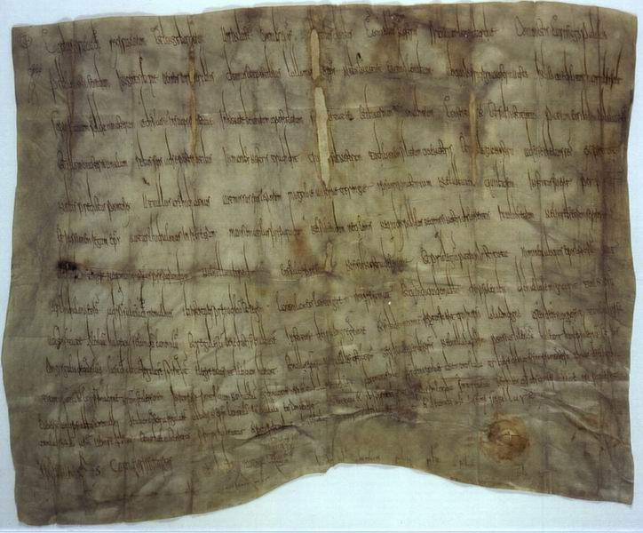 Diplom König Karls d. Gr. über die Erteilung von Privilegien (Schutz, freie Abtswahl, Beschränkung der bischöflichen Gewalt) für das Kloster Hersfeld, 5. Januar 775