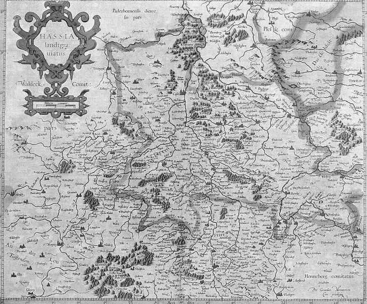 Historische Karte der Landgrafschaft Hessen in Gerhard Mercators Atlas, 1595
