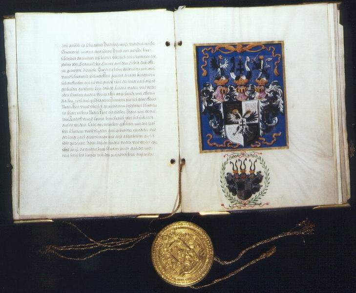 Diplom Kaiser Ferdinand III. für Johann Christian von Boineburg über dessen Erhebung in den Reichsfreiherrnstand, 1. September 1653