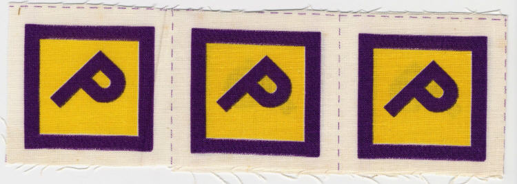 Polizeiverordnung über die Kenntlichmachung der im Reich eingesetzten Zivilarbeiter und –arbeiterinnen polnischen Volkstums vom 8. März 1940:  Stoffabzeichen „P“	