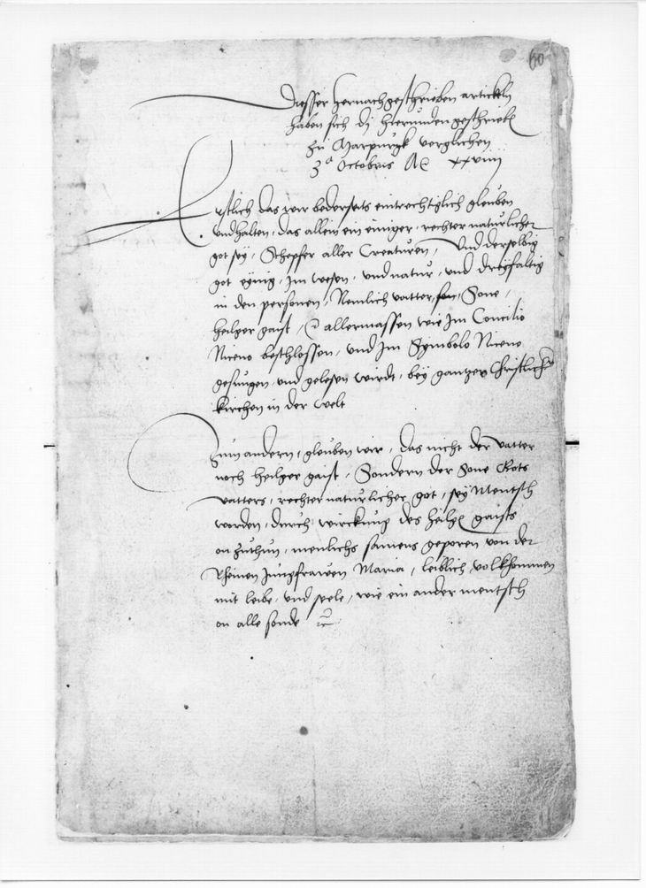 Ausfertigung der Marburger Artikel (Marburger Religionsgespräch), Anfangs- und Schlussseite, 4. Oktober 1529