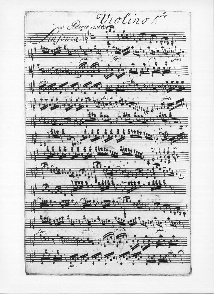 Zeitgenössische Notenblattabschrift von Leopold Mozarts Sinfonie G-Dur, 18. Jahrhundert