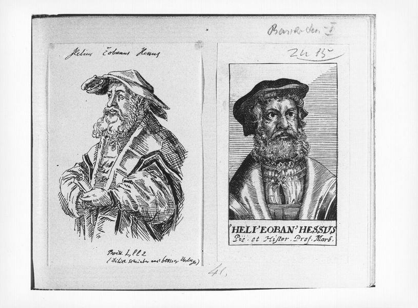 Bildnis des Marburger Professors und Rektors Eobanus Hessus (gest. 1540) aus der Porträtsammlung von Ferdinand Justi, 1688