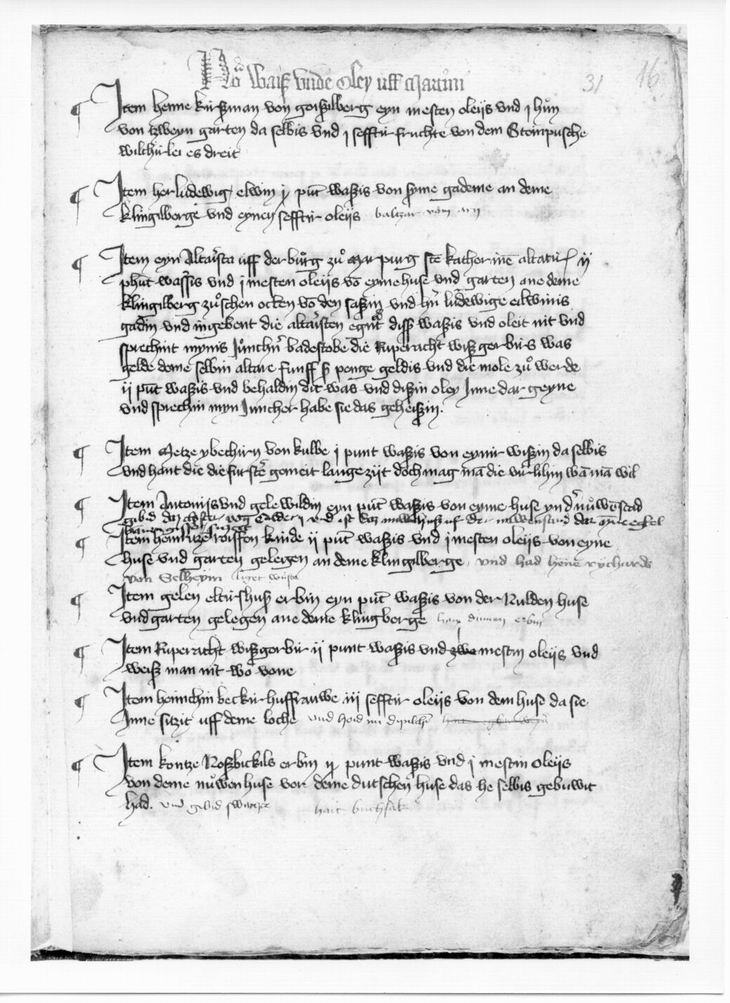 Fragment des Salbuchs des Landgrafen Hermann von Hessen über Güter im Amt Marburg, vor 1388 und 1402-1407