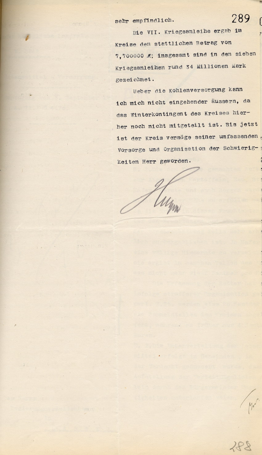 Bericht über die Lebensmittelversorgung des Kgl. Landrates des Kreises Herrschaft Schmalkalden an den Regierungspräsidenten zu Cassel, 18. November 1917.