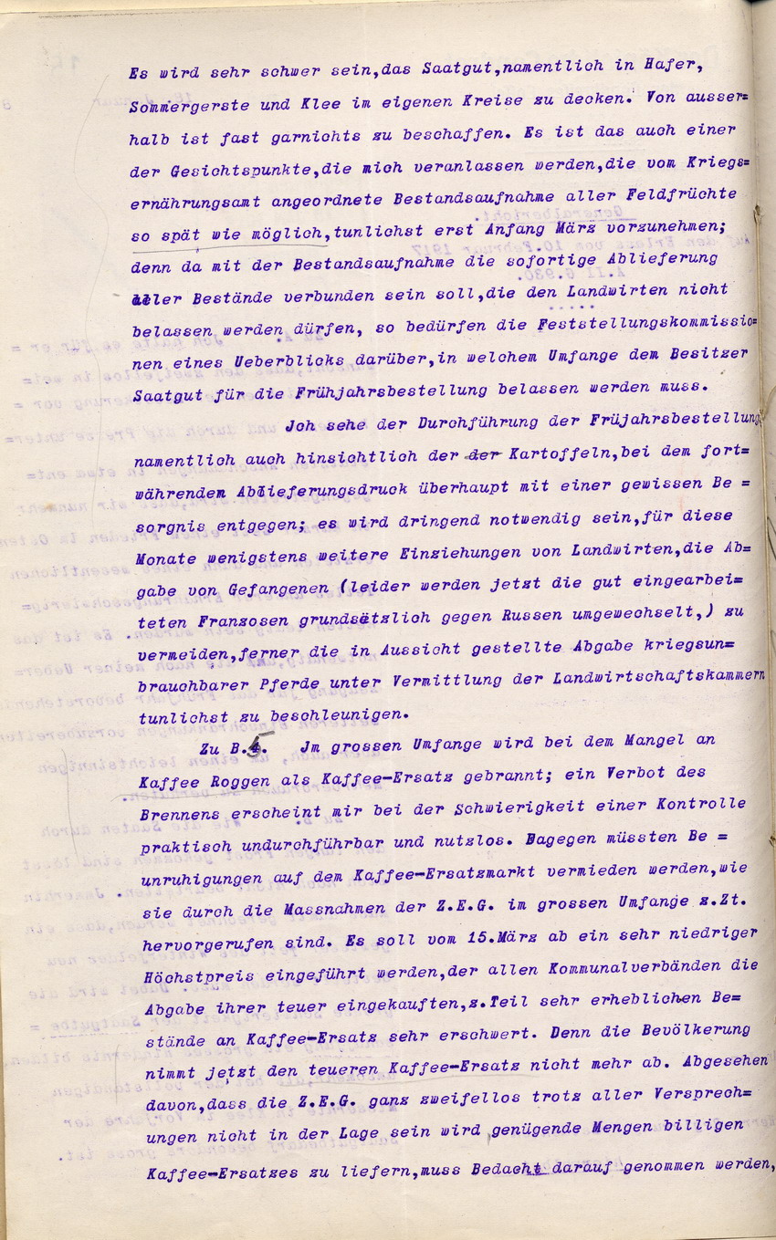 Generalbericht des Kgl. Landrates zu Cassel an den Regierungspräsidenten zu Cassel, 18. Januar 1918.