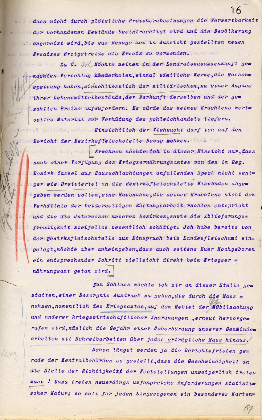 Generalbericht des Kgl. Landrates zu Cassel an den Regierungspräsidenten zu Cassel, 18. Januar 1918.