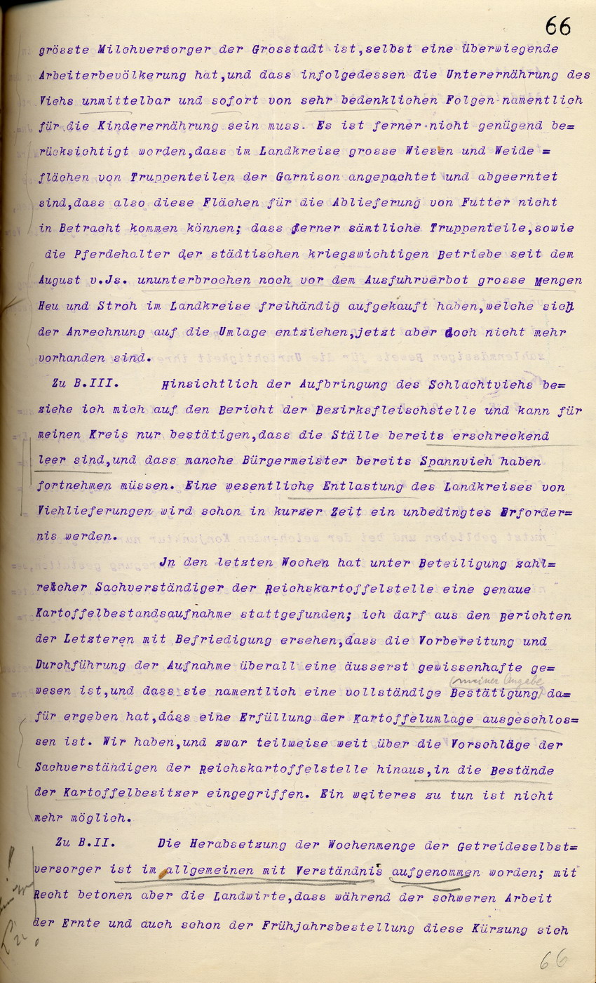 Generalbericht des Landrates von Cassel an den Regierungspräsidenten zu Cassel, 19. Februar 1918.