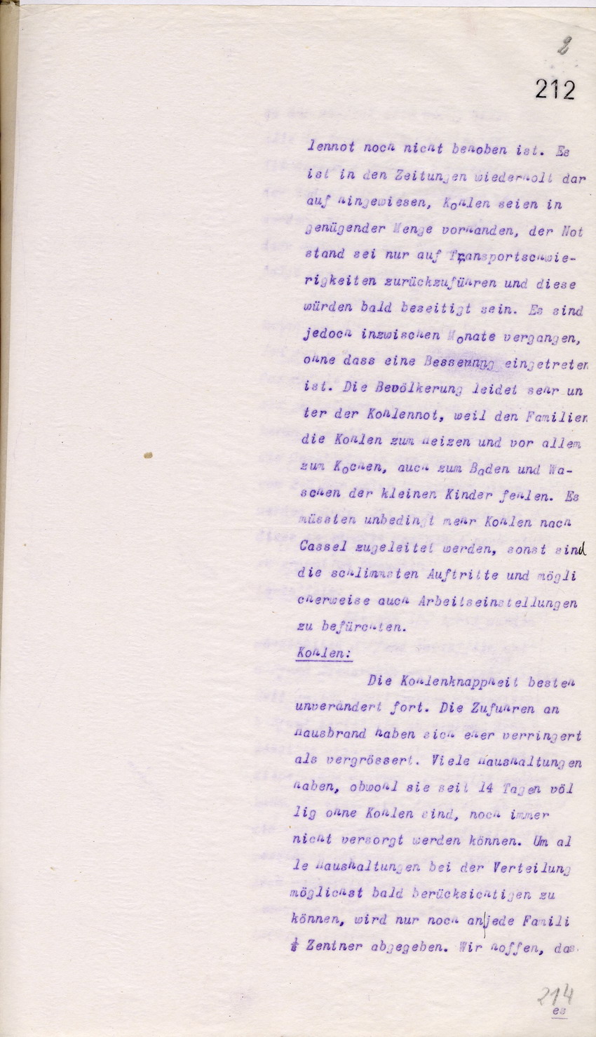Der Magistrat der Residenz an das Stellvertretende Generalkommando XI. Armeekorps Cassel, 23.April 1917.