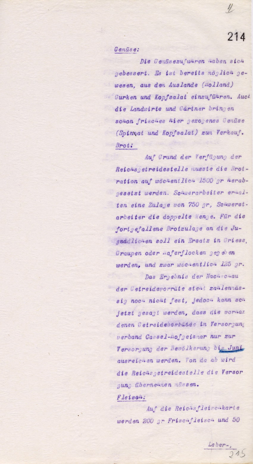 Der Magistrat der Residenz an das Stellvertretende Generalkommando XI. Armeekorps Cassel, 23.April 1917.