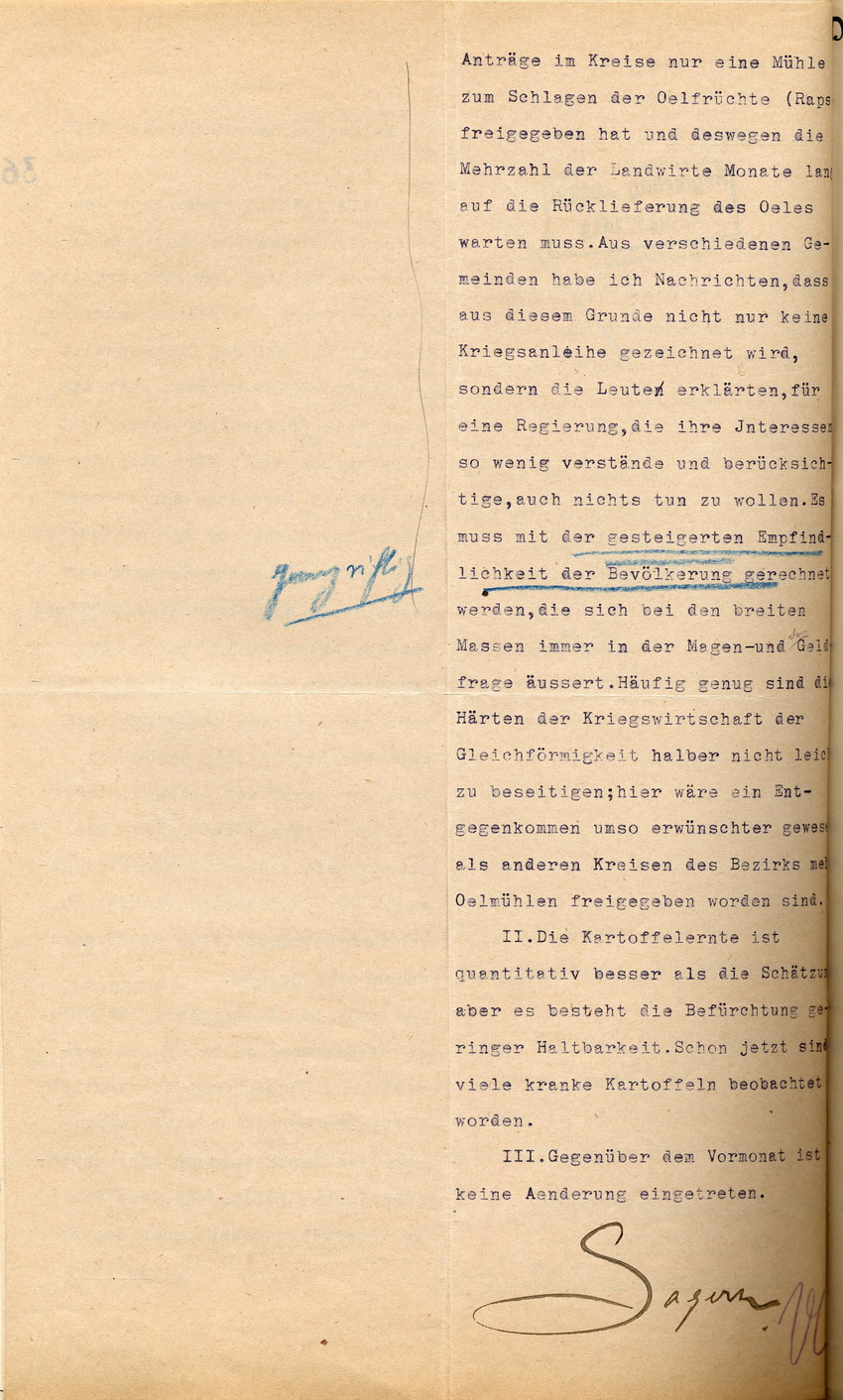 Der Kgl. Landrat in Melsungen an den Regierungspräsidenten zu Cassel, 19. Oktober 1918.