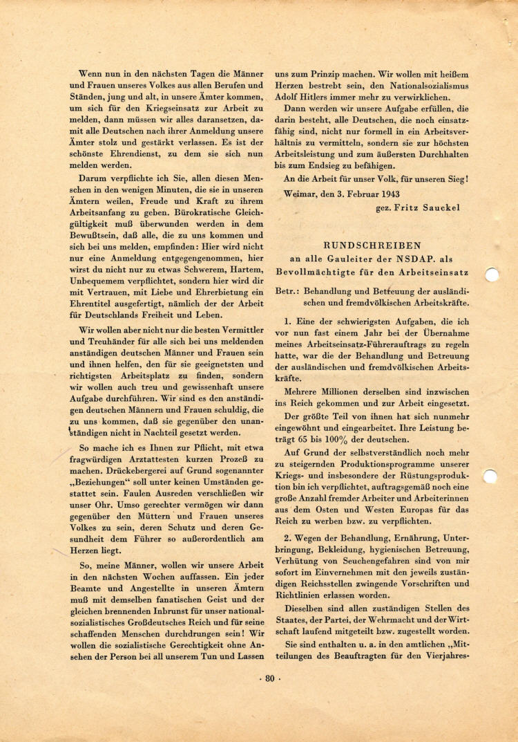Mitteilungen des Beauftragten für den Vierjahresplan (streng vertraulich) Nr. 5, 1. September 1943. Mit Führererlaß vom 4. März 1943, der Verordnung über die Meldung von Männern und Frauen für die Aufgaben der Reichsverteidigung vom 27. Januar 1943 sowie 