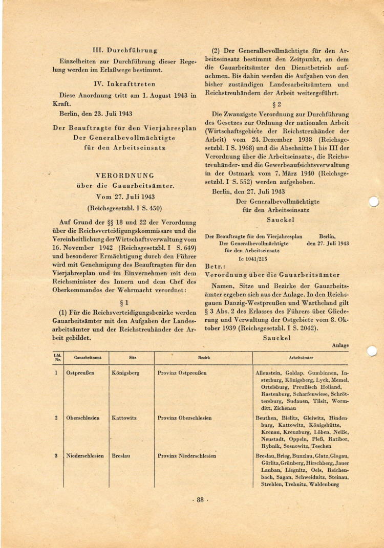 Entlohnungstabellen für Ostarbeiter vom 5. April 1943 usw., aus: Mitteilungen des Beauftragten für den Vierjahresplan (streng vertraulich) Nr. 5, 1. September 1943