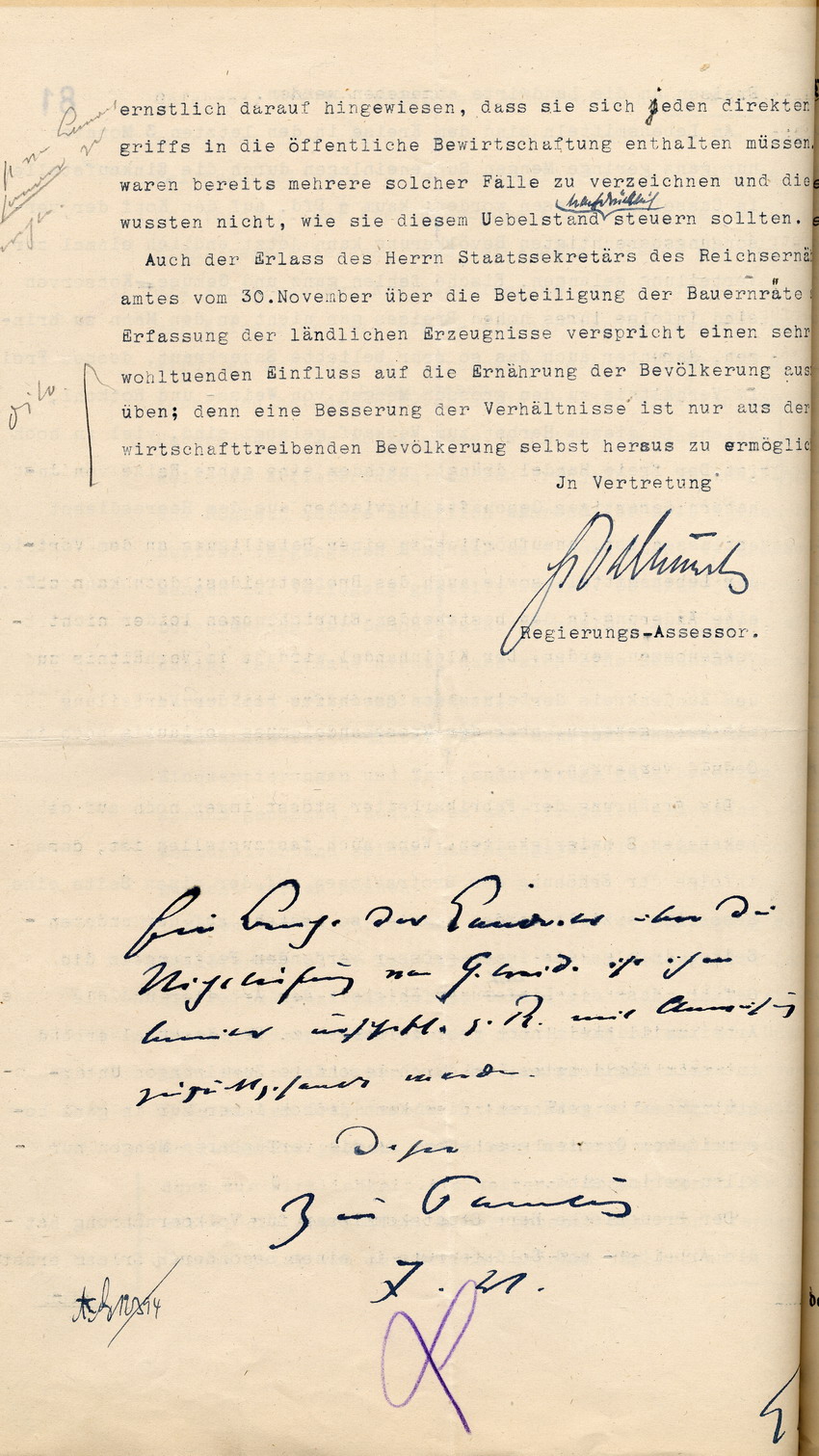 Monatsbericht des Landrates in Gelnhausen an den Regierungspräsidenten zu Cassel, 9. Dezember 1918.