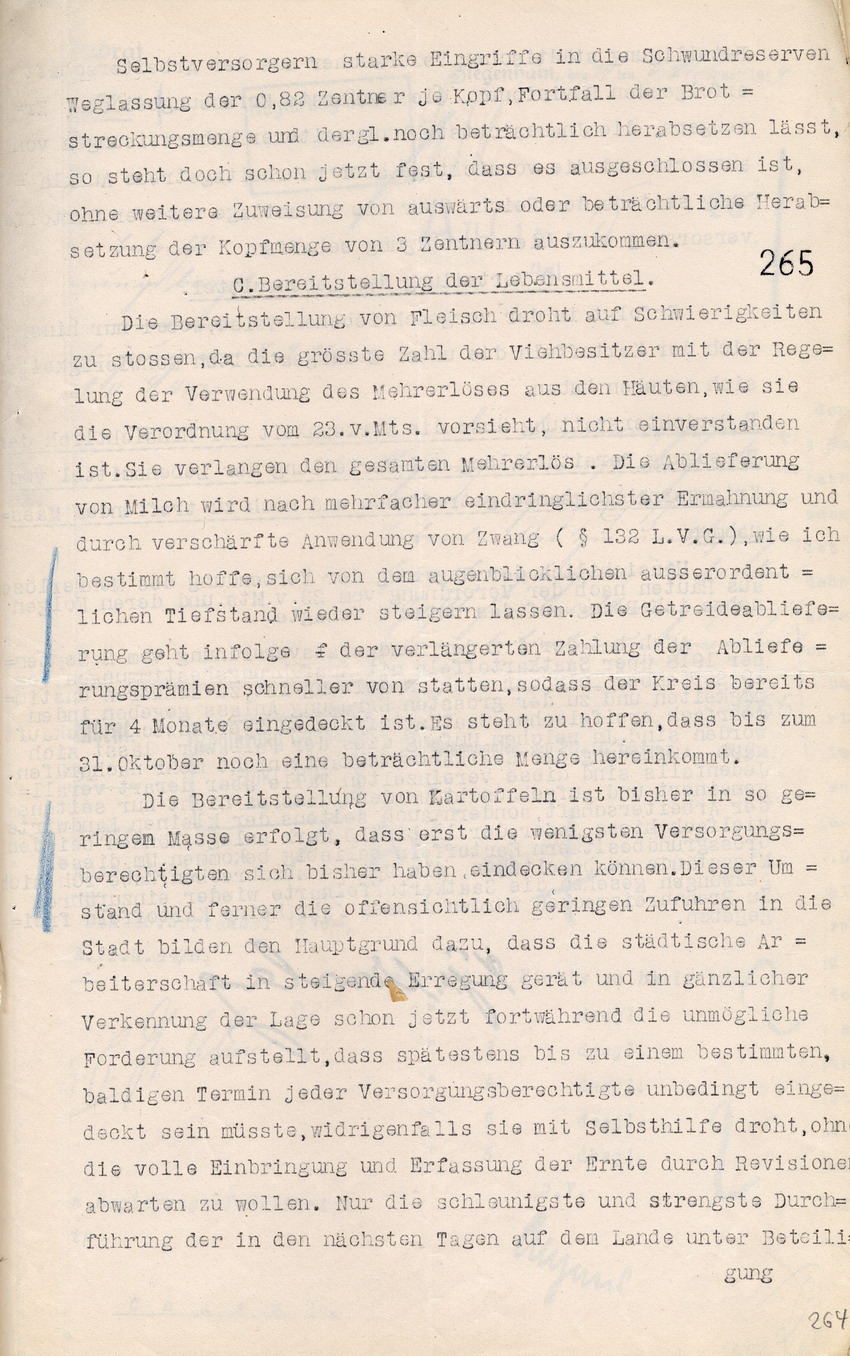 Monatsbericht des Landrates in Fulda an den Regierungspräsidenten zu Cassel, 18. Oktober 1919.