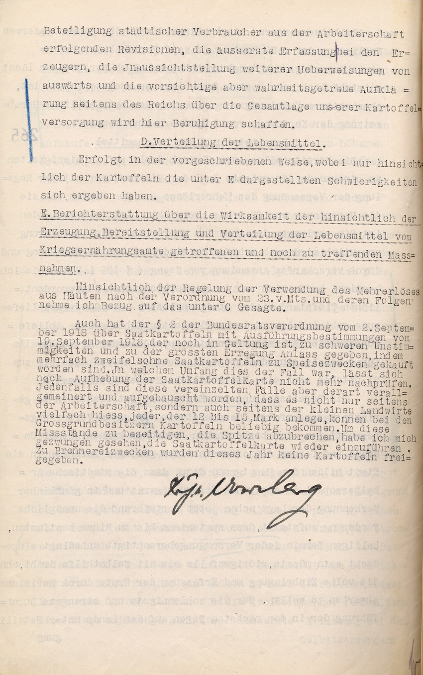 Monatsbericht des Landrates in Fulda an den Regierungspräsidenten zu Cassel, 18. Oktober 1919.