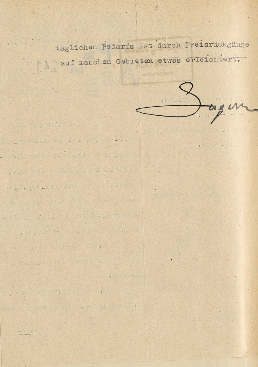 Monatsbericht des Landrates in Fulda an den Regierungspräsidenten zu Cassel, 29. Januar 1924.