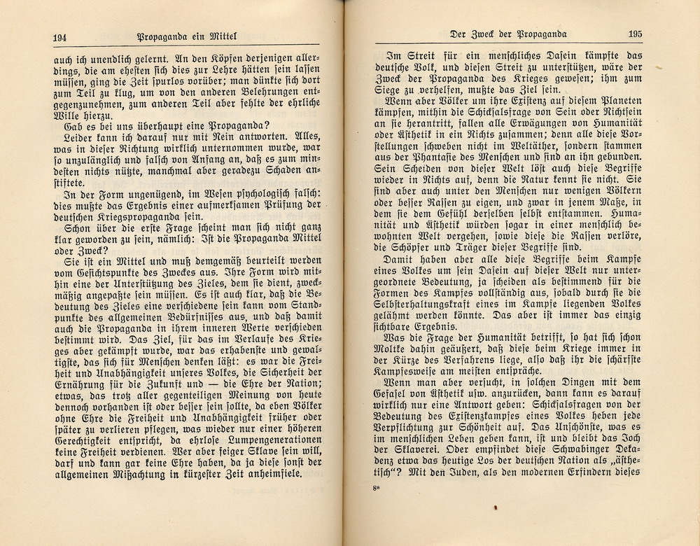 Adolf Hitler, Kriegspropaganda, aus: Mein Kampf, 32. Aufl., 1933 (Erster Band, Eine Abrechung, Kap. 6, 1925)