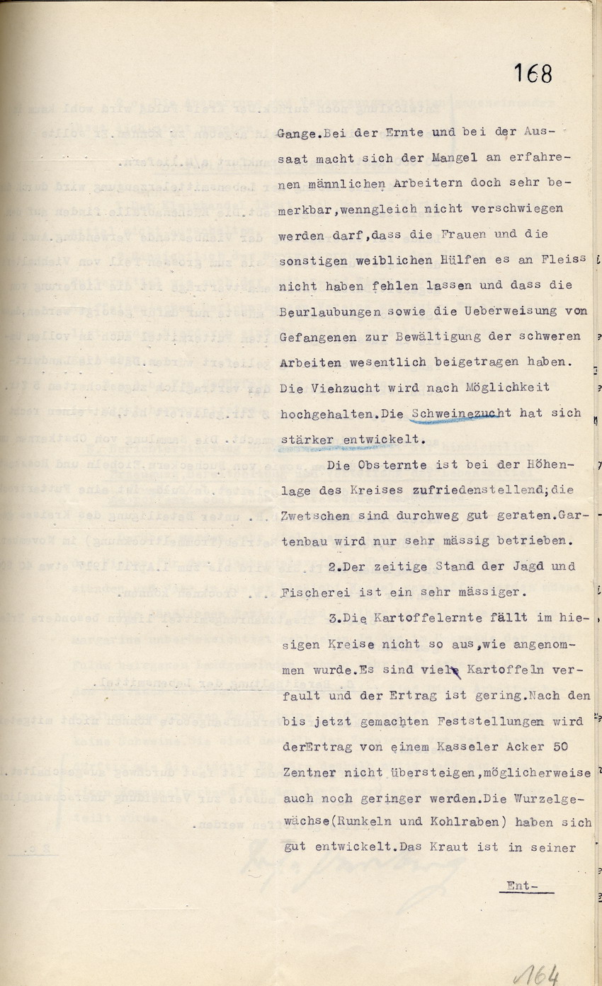 Monatsbericht des Landrates in Fulda an den Regierungspräsidenten zu Cassel, 29. September 1916.