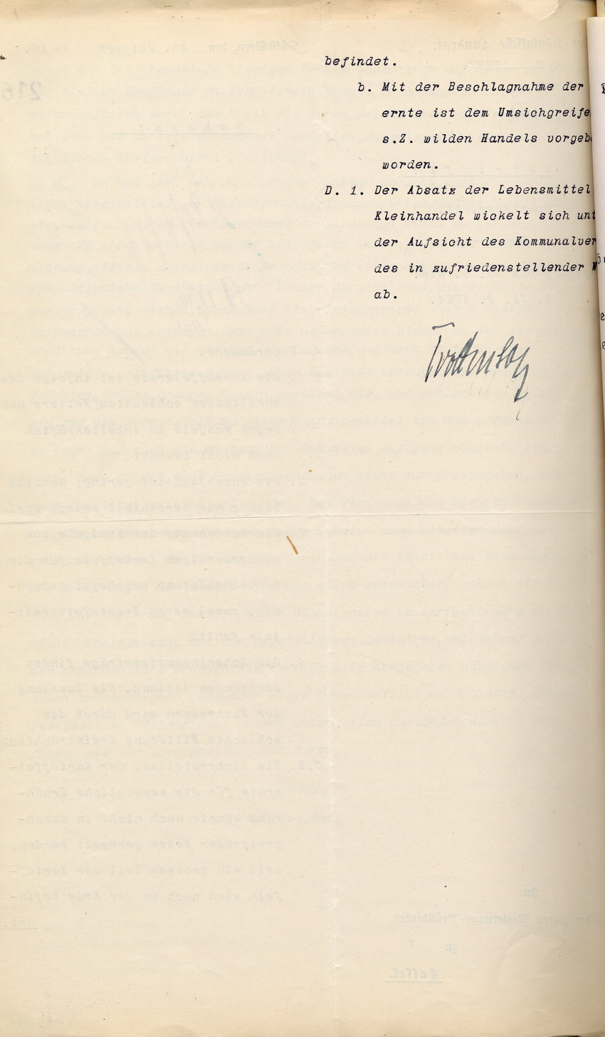 Geheimer Monatsbericht des Kgl. Landrates in Schlüchtern an den Regierungspräsidenten zu Cassel, 20. Oktober 1916.