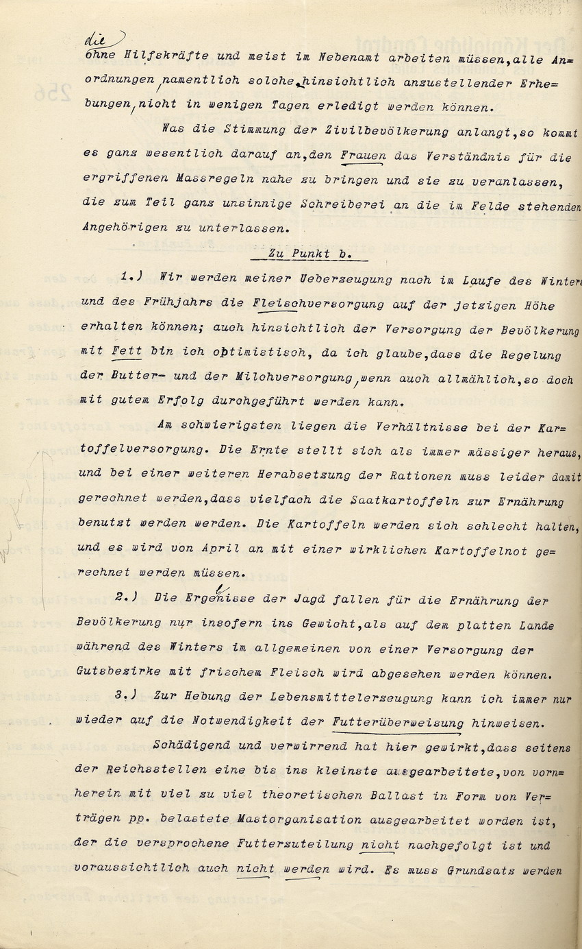 Generalbericht des Kgl. Landrates in Cassel an den Regierungspräsidenten zu Cassel, 17. November 1916.