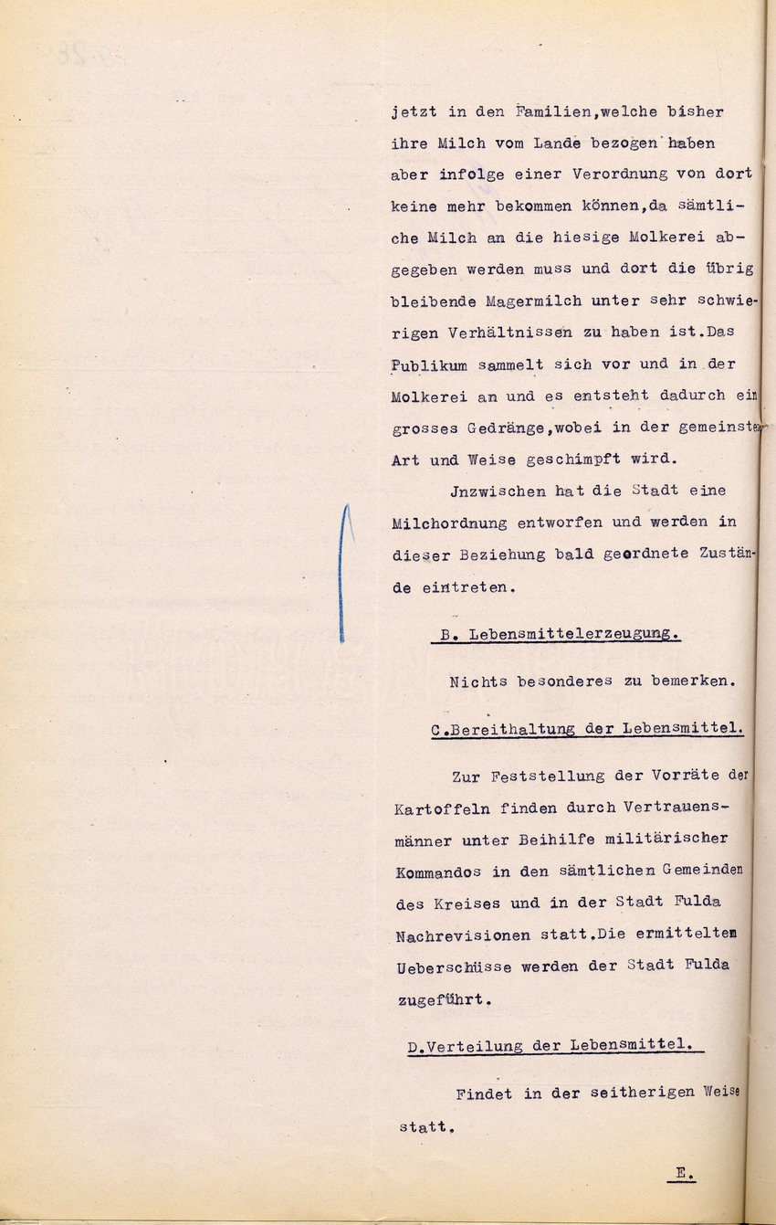 Monatsbericht des Landrates in Fulda an den Regierungspräsidenten zu Cassel, 21. Dezember 1916.