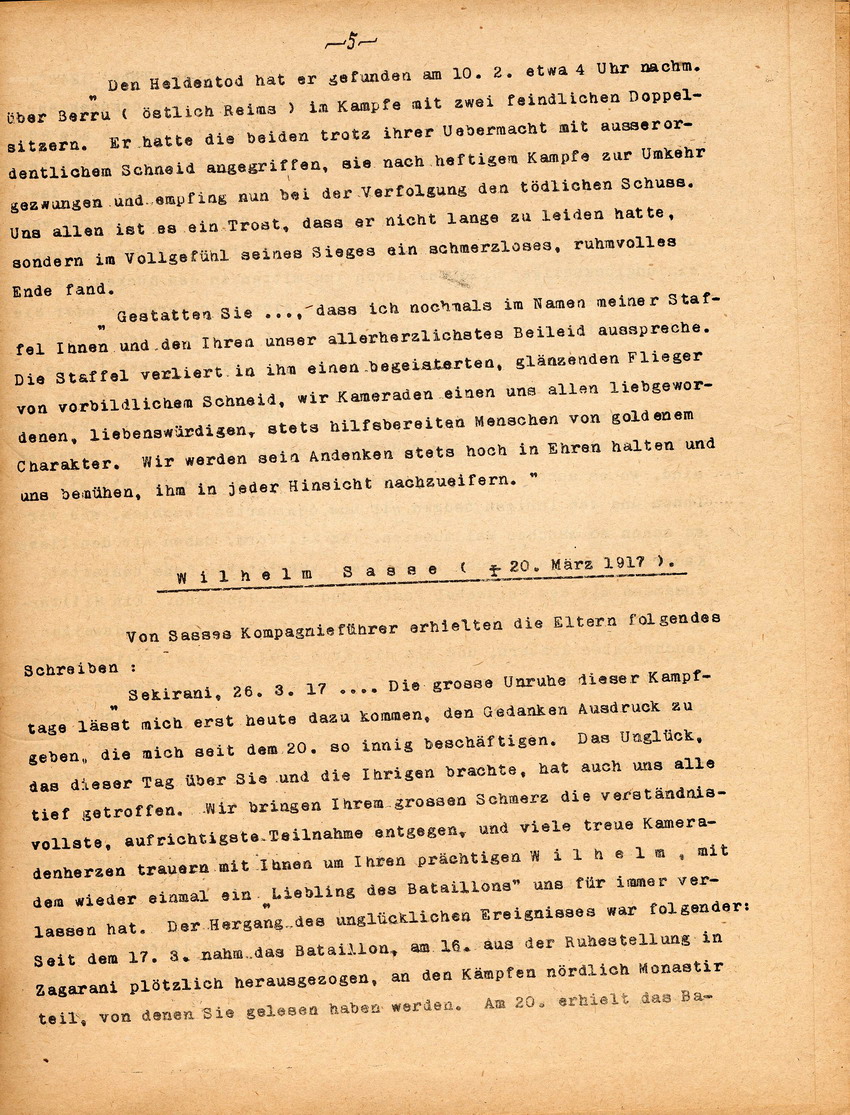 Kriegsnachrichten ehemaliger Marburger Gymnasiasten, Kriegsjahr 1917, Nr. 5 vom 22. Mai 1917