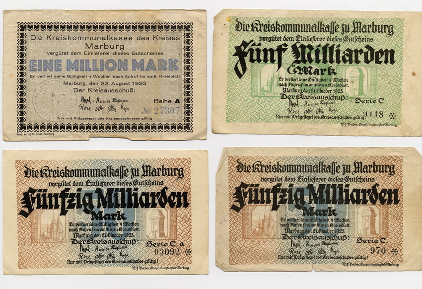 Inflationsgeld der Kreiskommunalkasse Marburg (Bildbeispiele)