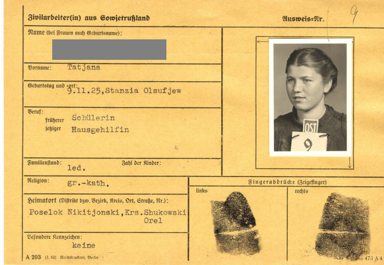 Zivilarbeiterin aus Sowjetrußland: u.a. Rauisch-Holzhausen, Kreis Marburg