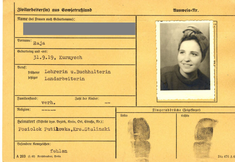 Zivilarbeiterin aus Sowjetrußland: (Lehrerin), Schwabendorf, Kreis Marburg