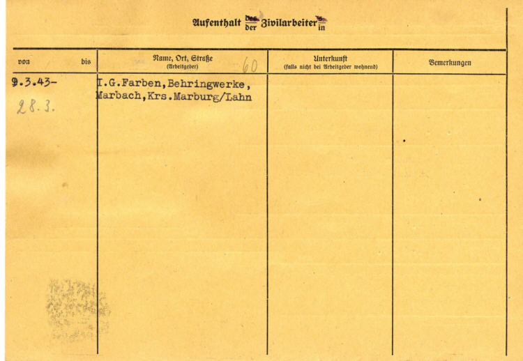 Zivilarbeiterin aus Sowjetrußland: I.G. Farben Behringwerke