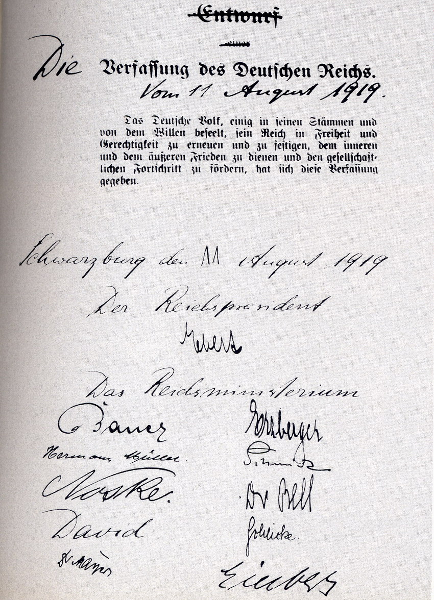Die Verfassung des Deutschen Reiches vom 11. 8.1919: