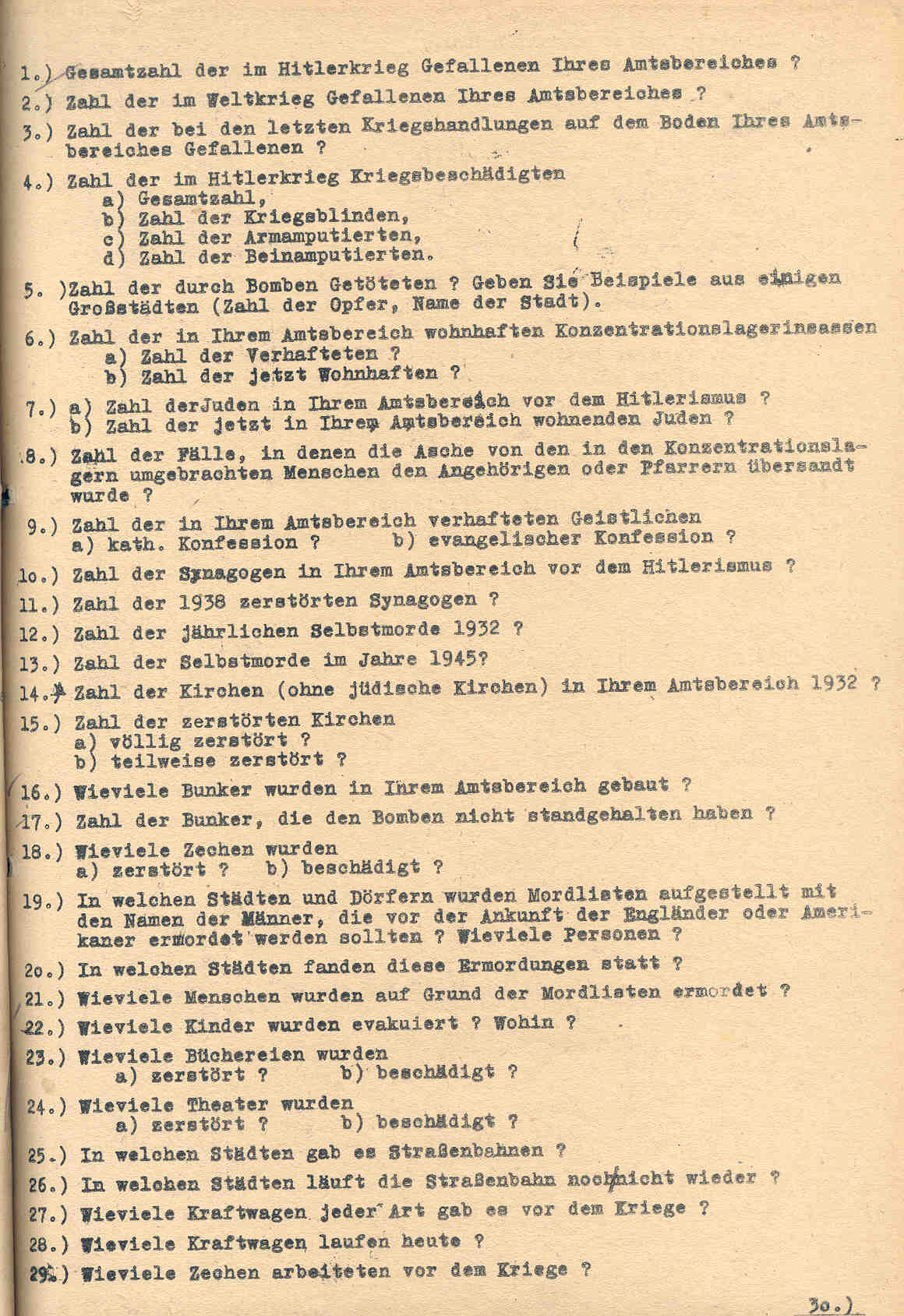 Bilanz der Hitlerzeit. Erlaß des Oberpräsidenten der Provinz Westfalen, Münster, den 31. Januar 1946.