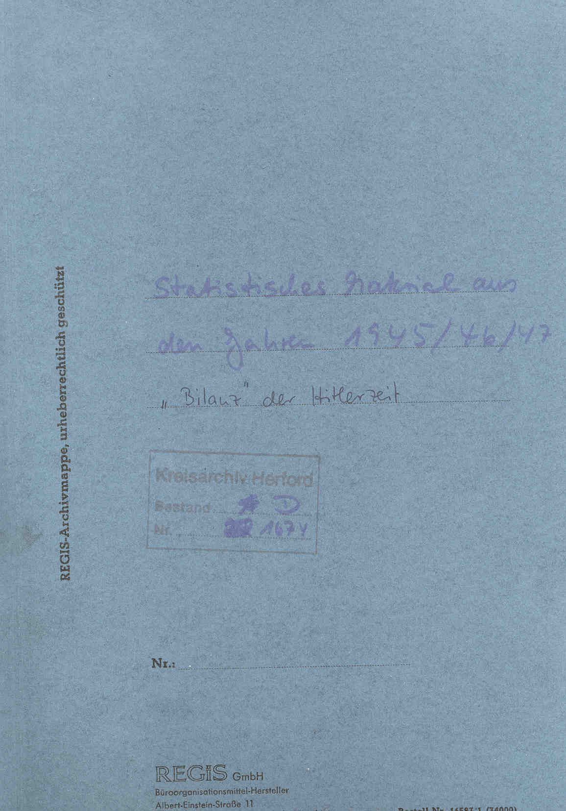 Bilanz der Hitlerzeit. Erlaß des Oberpräsidenten der Provinz Westfalen, Münster, den 31. Januar 1946.