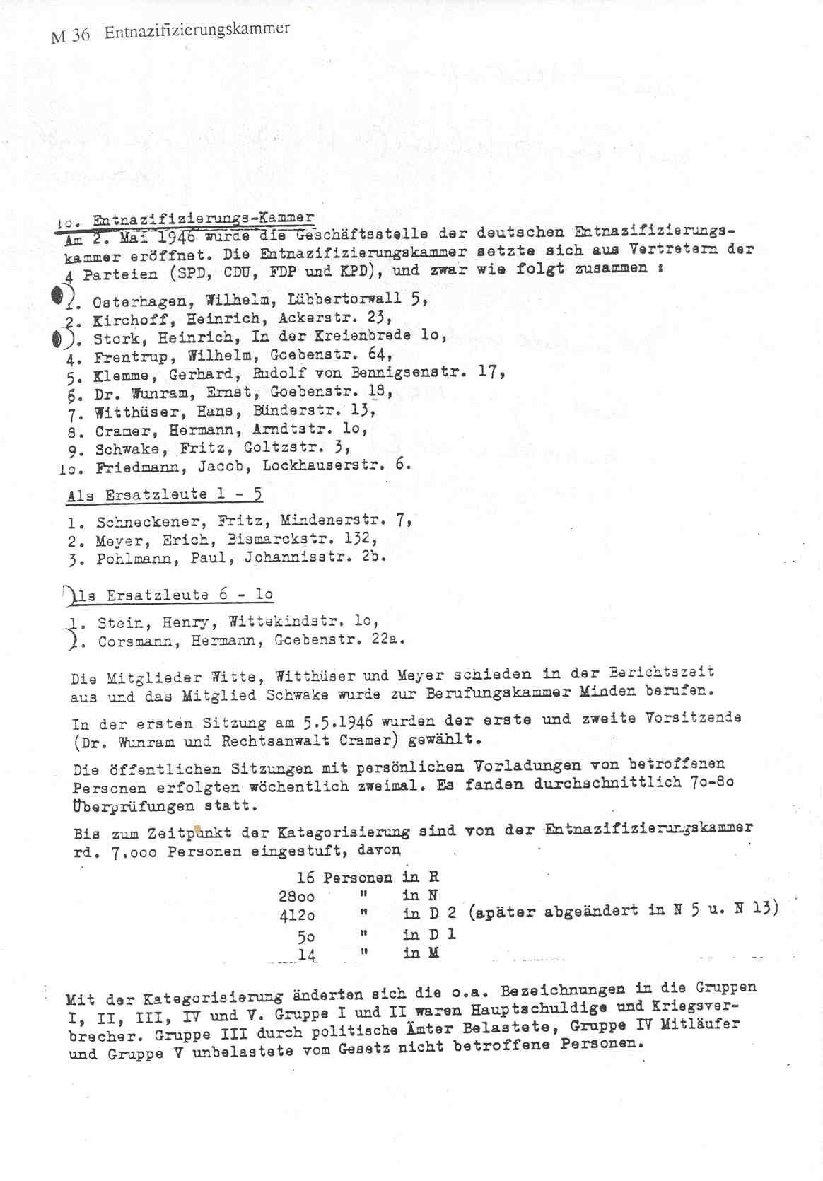 Entnazifizierungskammer, Herford 1946.