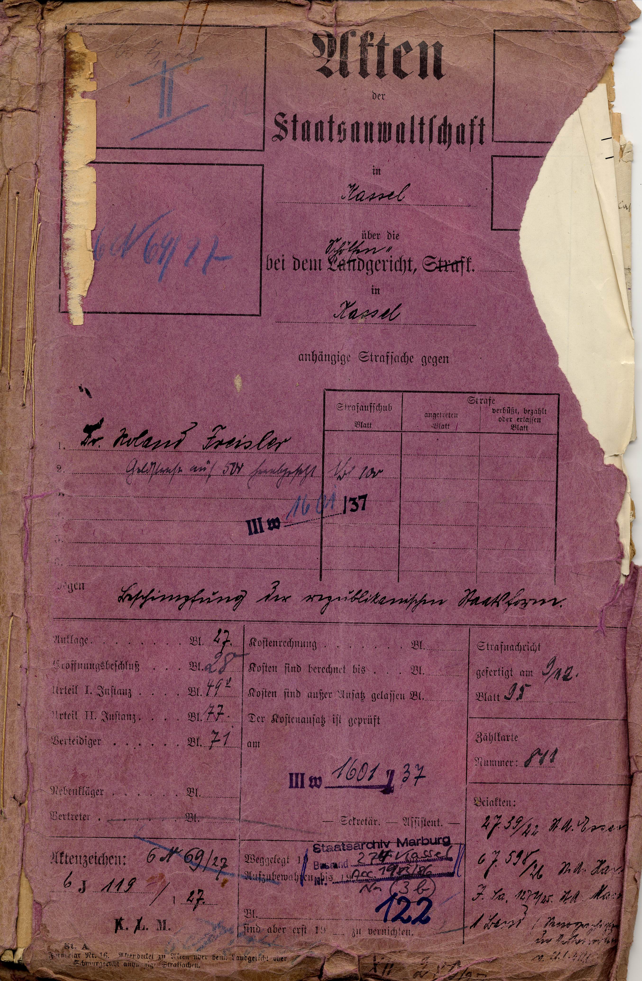 Dr. Roland Freisler, Beschimpfung der republikanischen Staatsform