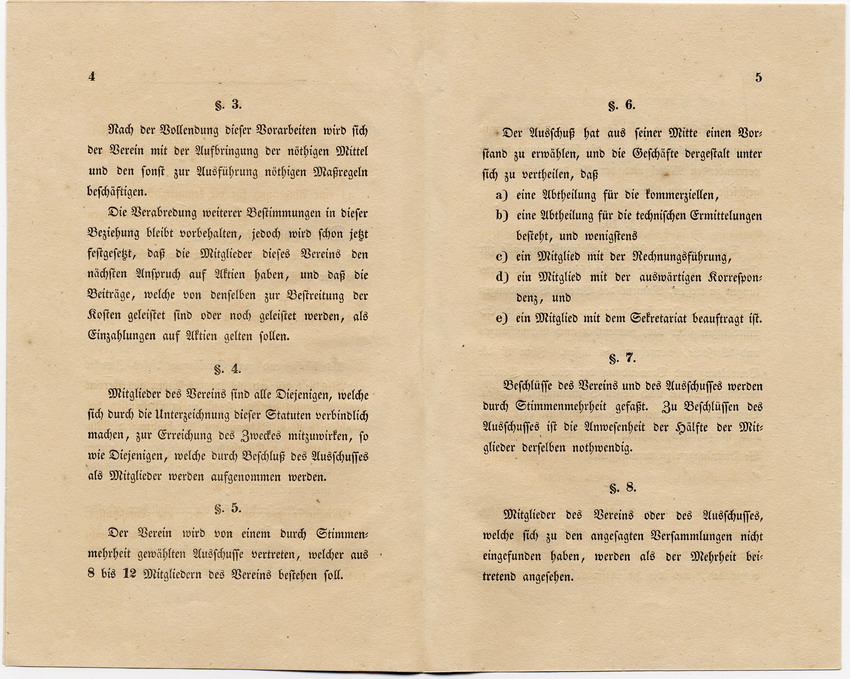 Statuten des kurhessischen Vereins für Eisenbahnen, Kassel, den 10. März 1835.
