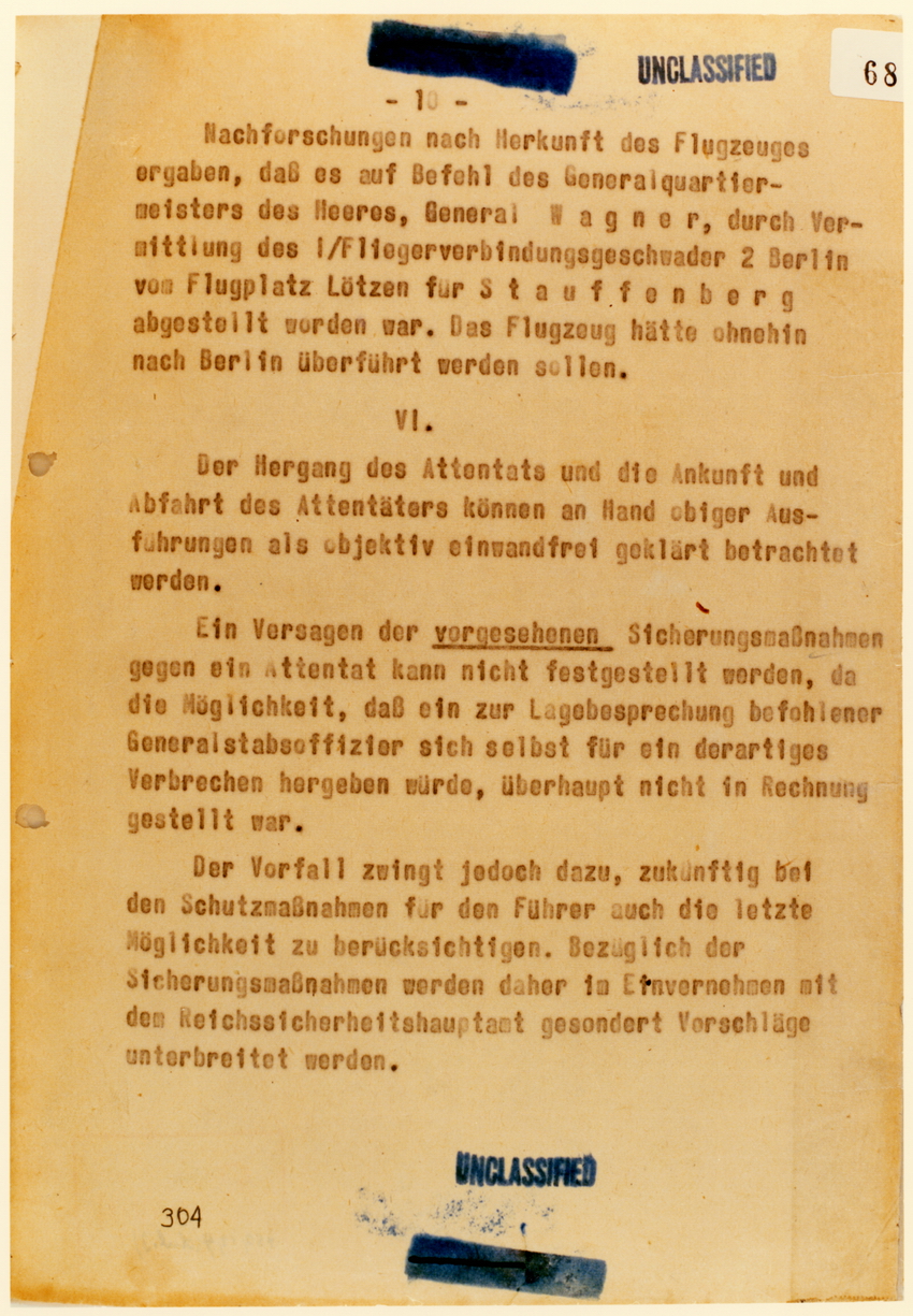 RSHA: Bericht zum Attentat auf den Führer am 20. Juli 1944
