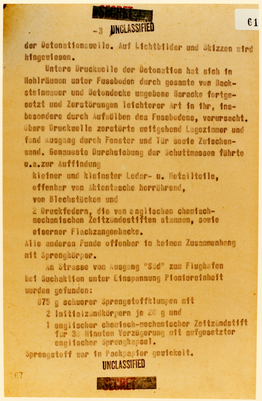 RSHA: Bericht zum Attentat auf den Führer am 20. Juli 1944
