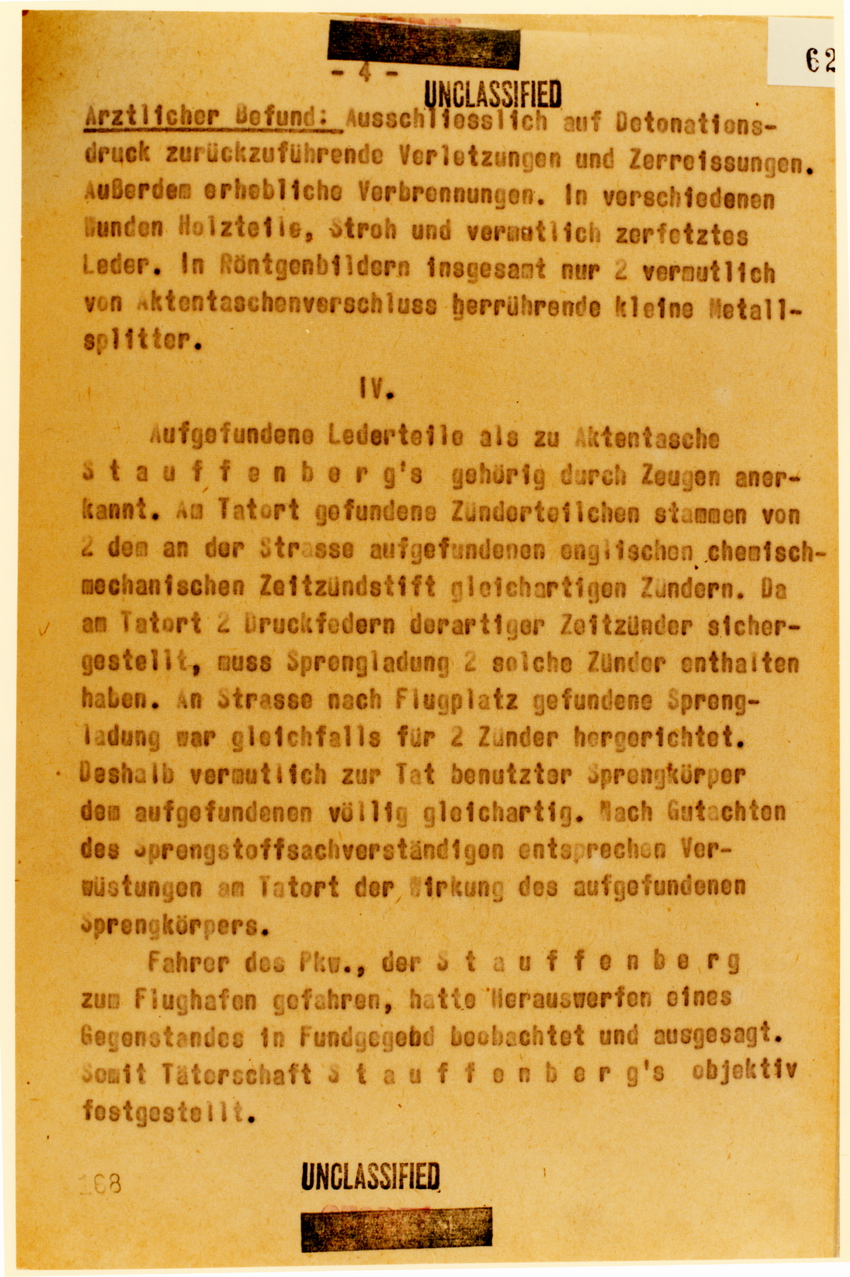RSHA: Bericht zum Attentat auf den Führer am 20. Juli 1944