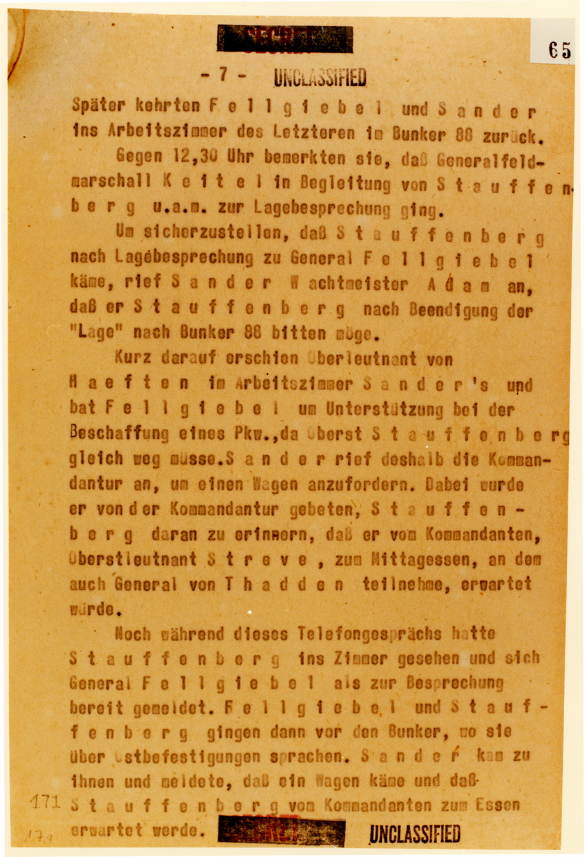 RSHA: Bericht zum Attentat auf den Führer am 20. Juli 1944