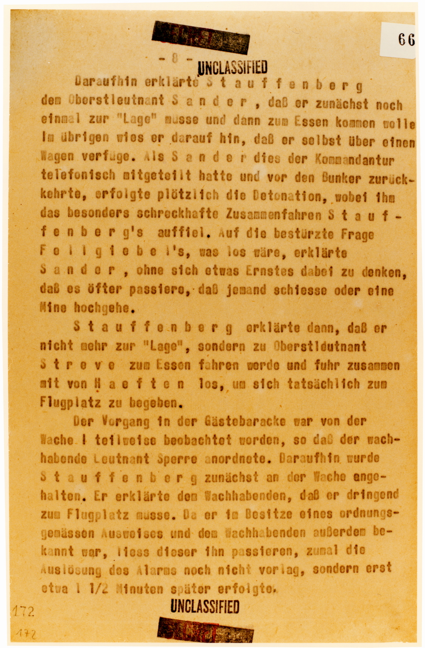RSHA: Bericht zum Attentat auf den Führer am 20. Juli 1944