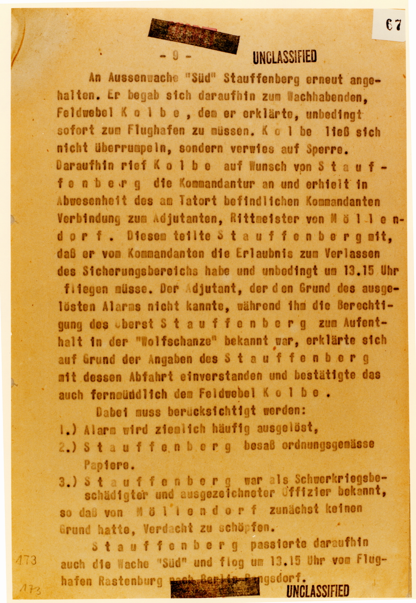 RSHA: Bericht zum Attentat auf den Führer am 20. Juli 1944
