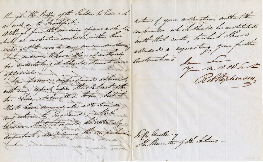 Vorschlag an den König von Preußen für eine Eisenbahnstrecke über Marburg nach Eisenach, 29. Juli 1843.