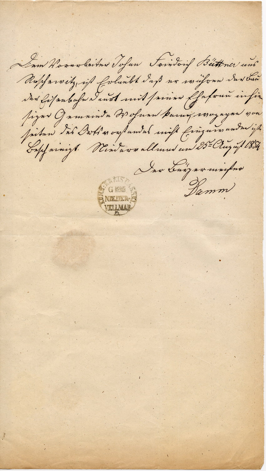 Legitimationspapiere von Eisenbahnarbeitern, 1854.