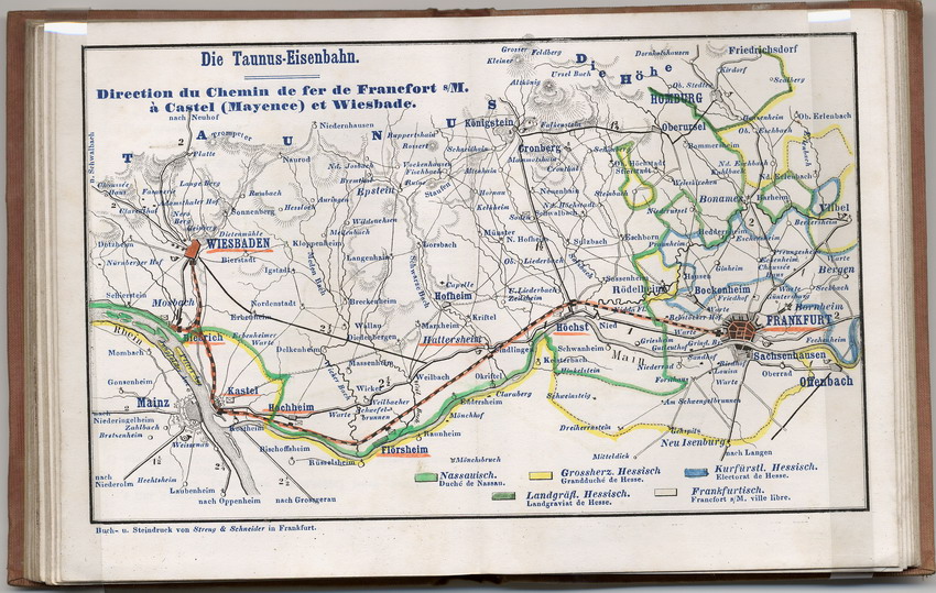 Henschel´s Eisenbahn-Atlas von Deutschland, Belgien und dem Elsass. Ein Handbuch für Reisende, Frankfurt 1844.