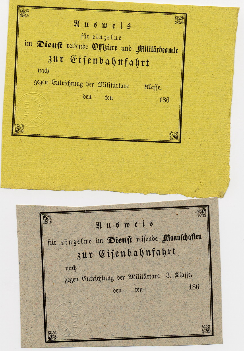 Akte über Militär-Transporte der Main-Weser-Bahn, Frankfurt 1862 bis 1866.