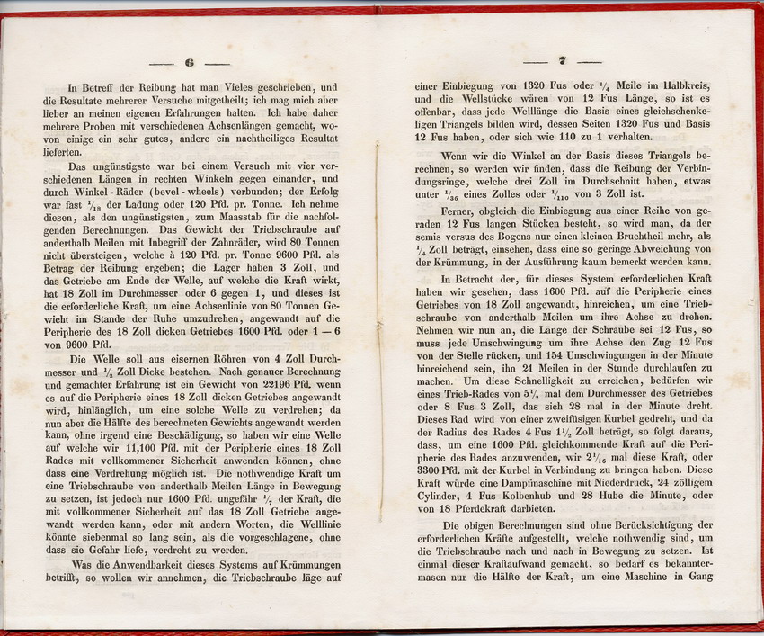 Publikationen und Manuskripte zur technischen Verbesserung der Eisenbahnen: Archimedische Eisenbahn vom Hofrat und Direktor der Taunus-Eisenbahn Johann A. Beil, Frankfurt am Main im Juni 1845.